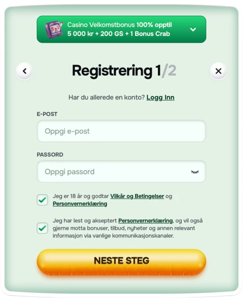 Casinolo registrering